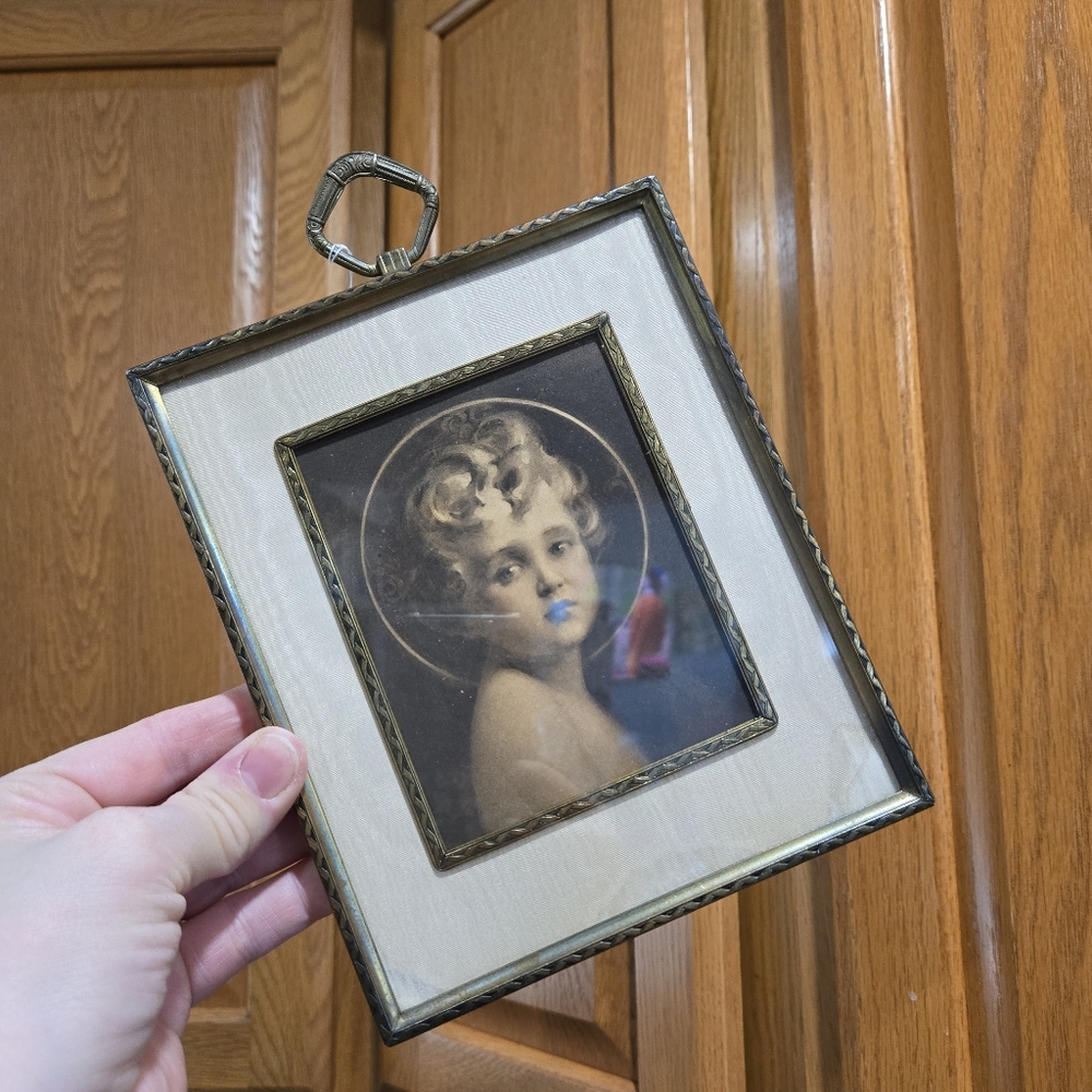 Brass Framed "Light of the World" Vintage Wall Art Decor